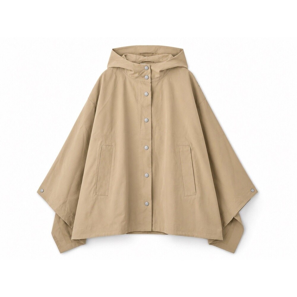 Zara Women’s Beige Hooded Cape Jacket Snap Front Oversized Size M